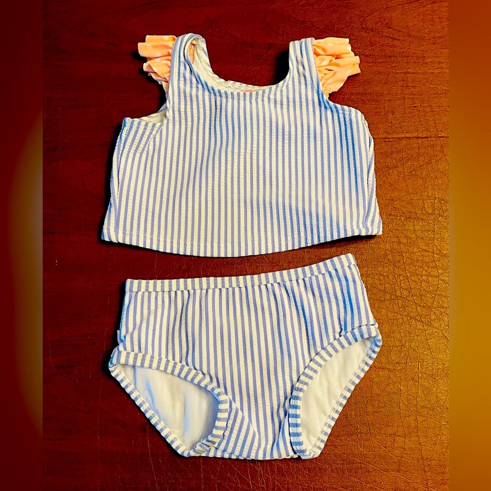 Ruffle Butts Periwinkle Blue Tulip Back Swimsuit- Size 6-12 Months - Like New